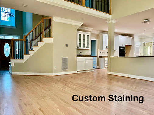 Custom staining for hardwood flooring